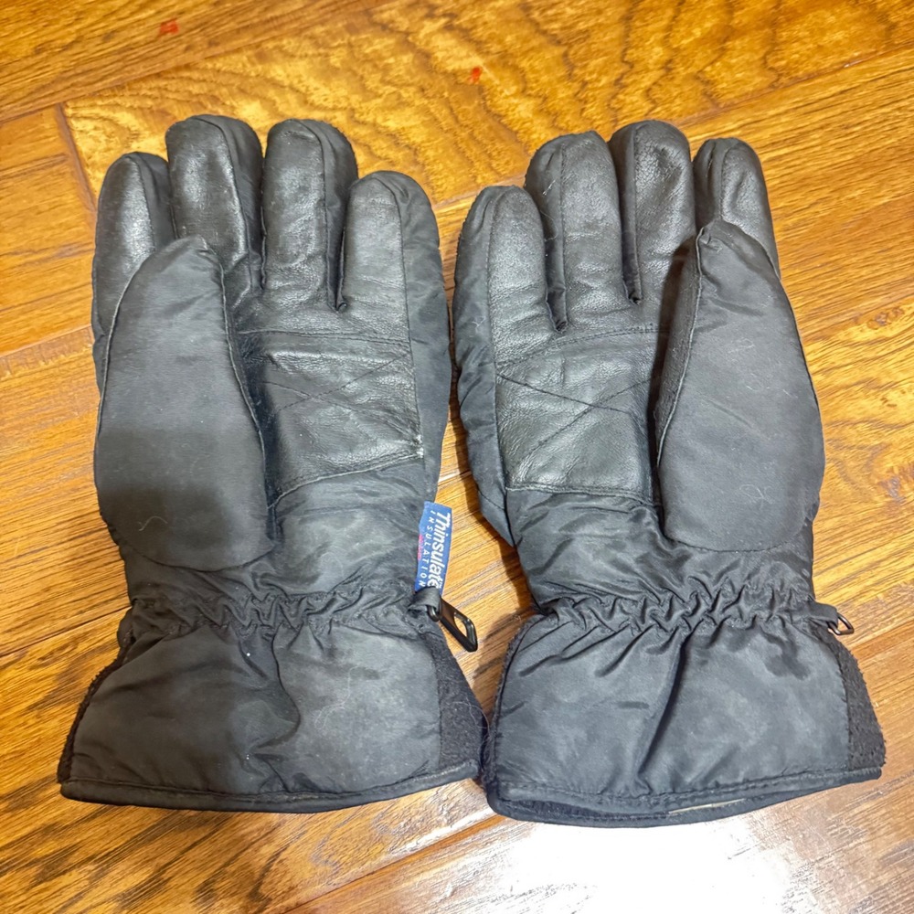 Thinsulate 40 Gram Insulated Winter Gloves Men XL Black Leather Palm Snow OLDSTO